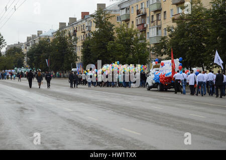 KOVROV, RUSSIA - SEPTEMBER 5, 2015: Birthday of the town Kovrov. Festive parade Stock Photo