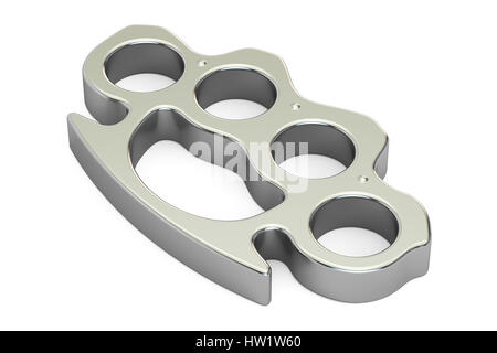 Brass Knuckles With Spikes On An Isolated White Background. 3d