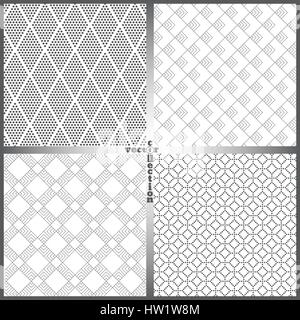 Seamless pattern. Set of four abstract textured backgrounds. Retro stylish textures. Regularly repeating geometrical ornaments. Vector element of grap Stock Vector