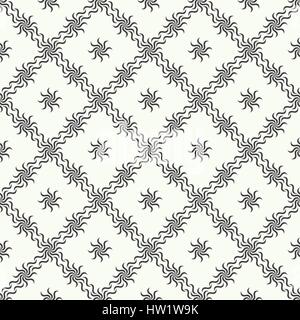 Seamless pattern. Abstract ornamental textured background. Retro stylish texture. Endlessly repeating floral tiles with flowers and rhombuses. Vector  Stock Vector