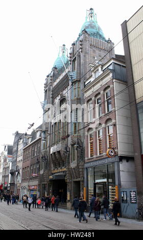 Exterior facade of Cinema Pathé Tuschinski, an Art Nouveau film theater in Amsterdam, Netherlands. Stock Photo