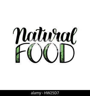 Eco natural food menu background. Sketch hand drawn vector illustration. Hand written lettering isolated on white. Vector elements for labels, logos, badges, stickers or icons. Stock Vector