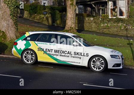 Solent Medical Skills, Pre-Hospital Medical Training, medical team motor vehicle. Beast Banks, Kendal, Cumbria, England, United Kingdom, Europe. Stock Photo