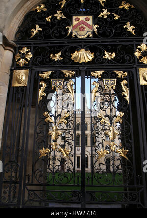 Ornamental wrought iron gateway to All Souls College, Oxford Stock Photo