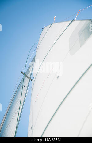 sailing day from Badalona sportive port to Barcelona coastline Stock Photo