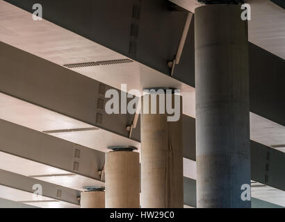 Under newly constructed road deck of A90, Queensferry Crossing, North Queensferry, Fife, Scotland, UK Stock Photo