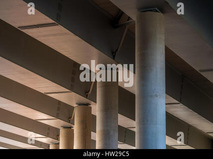 Under newly constructed road deck of A90, Queensferry Crossing, North Queensferry, Fife, Scotland, UK Stock Photo