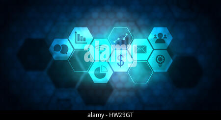 Digital Background with business Icons concept. Stock Photo