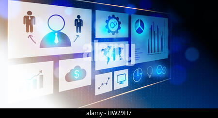 Digital Touch Screen Background design with icons. Stock Photo