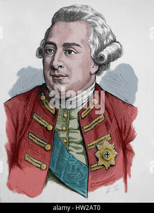 George III (1738-1820). King of Great Britain, Ireland later King of the UK and of Hanover. Engraving, 1883. Color. Stock Photo