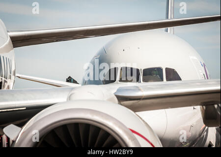 abstract of jet aircraft taxiing at an airport Stock Photo