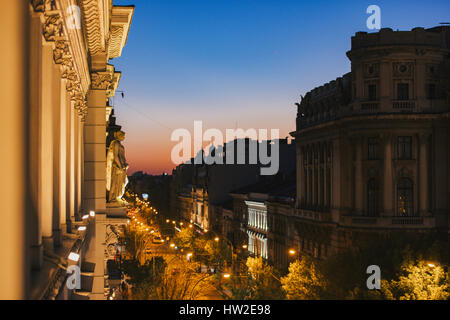 Night view in Bucharest city center Stock Photo