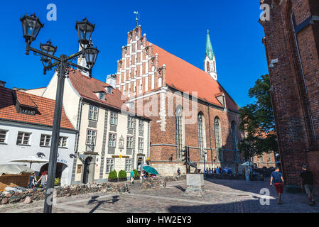 Lutheran St. John's Church on the Old Town of Riga, capital city of Republic of Latvia Stock Photo