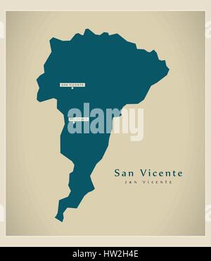 Modern Map - San Vicente SV illustration silhouette Stock Vector