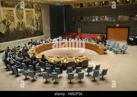 New York, USA. 16th Mar, 2017. Adviser to the Prime Minister on Foreign Affairs Sartaj Aziz on Tuesday reaffirmed Pakistan's commitment not to transfer weapons of mass destruction to states or non-state actors. In a speech on the implementation of UN Security Council resolution 1540 in Islamabad, Aziz said that as a responsible nuclear state, Pakistan will continue to partner with the international community to prevent non-state actors from acquiring such weapons. Credit: Luiz Roberto Lima/Pacific Press/Alamy Live News Stock Photo