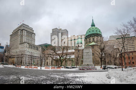 Mary Queen of the World Cathedral on snow - Montreal, Quebec, Canada Stock Photo