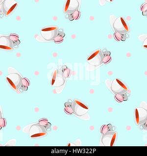 teacups and macarons Stock Vector