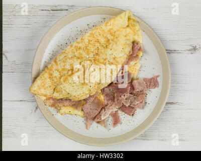 Freshly Cooked Delicious Healthy Ham Omelette Stock Photo