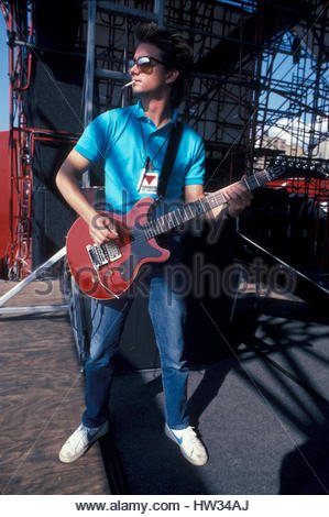 Lead guitarist Chris Hayes of American pop rock band Huey Lewis and ...