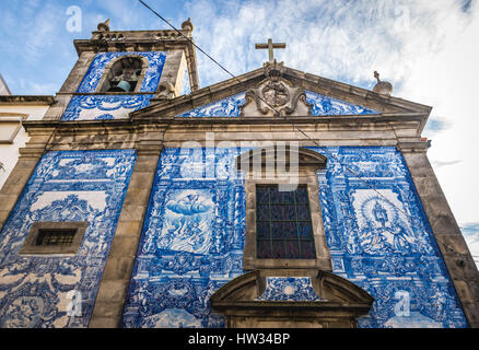 Front facade of Capela das Almas (also called Capela das Santa Catarina) - Chapel of Souls in Porto in Portugal