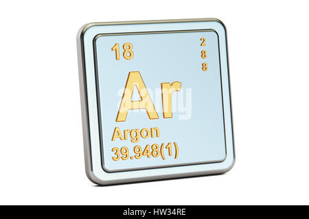 Argon Ar, chemical element sign. 3D rendering isolated on white background Stock Photo