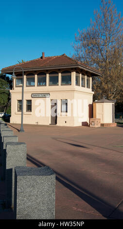 Front view of the Davis Tower at the Amtrak Station in Davis, California, USA Stock Photo