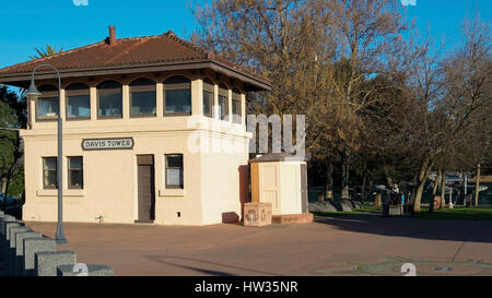 Front view of the Davis Tower at the Amtrak Station in Davis, California, USA Stock Photo
