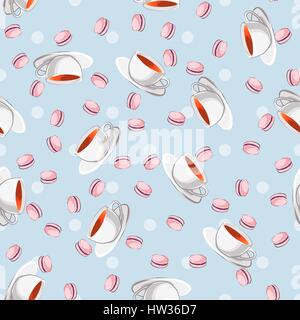 teacups and macarons Stock Vector
