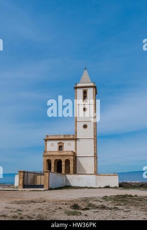 Lonely abandoned church La Almadraba de Monteleva,Spain Stock Photo
