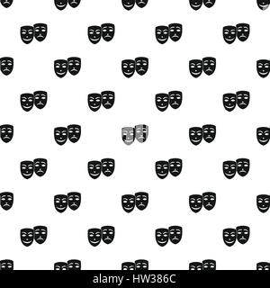 Comedy and tragedy masks pattern, simple style Stock Vector