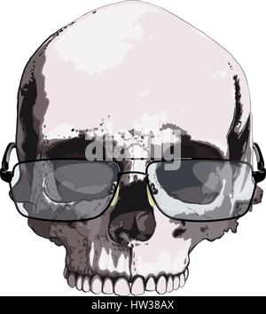 Skull in glasses for reading Stock Vector