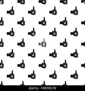 Hand holding beer bottle pattern, simple style Stock Vector