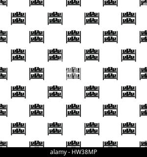 Shelves with cardboard boxes pattern, simple style Stock Vector