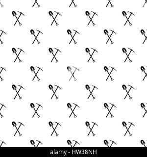 Shovel and pickaxe pattern, simple style Stock Vector