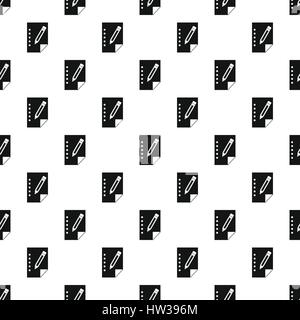 Sheet of paper and pencil pattern, simple style Stock Vector