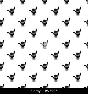 Surfers shaka sign pattern, simple style Stock Vector