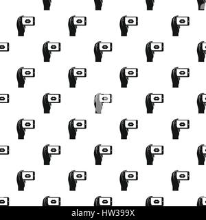 Woman taking photo of lips pattern, simple style Stock Vector