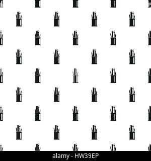 Paint brushes, ruler and pencils in glass pattern Stock Vector