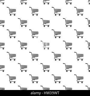 Basket on wheels pattern, simple style Stock Vector