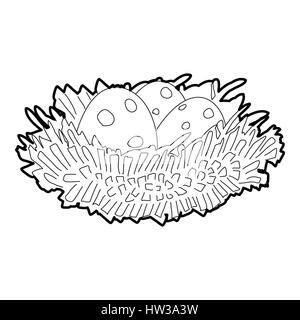 Bird nest with eggs icon, isometric 3d style Stock Vector