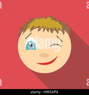 Winking icon, flat style Stock Vector