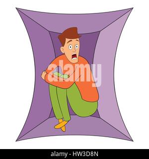 Fear of closed spaces icon, cartoon style Stock Vector