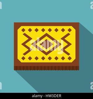 Yellow Turkish carpet icon, flat style Stock Vector