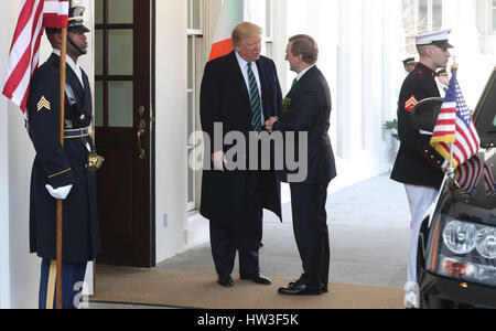 US President Donald Trump welcomes Irish Taoiseach Enda Kenny to the White House in Washington USA. Stock Photo