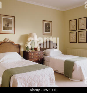 Bedroom with two single beds. Stock Photo