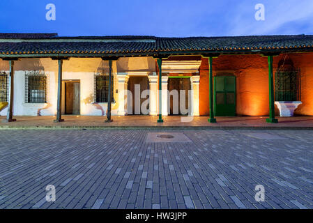 Night view of historic colonial architecture in Mompox, Colombia Stock Photo