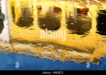 Reflection of the historic market in the Magdalena River in Mompox, Colombia Stock Photo