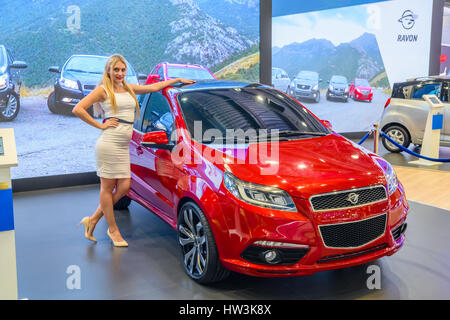 MOSCOW - AUG 2016: Ravon Nexia presented at MIAS Moscow International Automobile Salon on August 20, 2016 in Moscow, Russia. Stock Photo