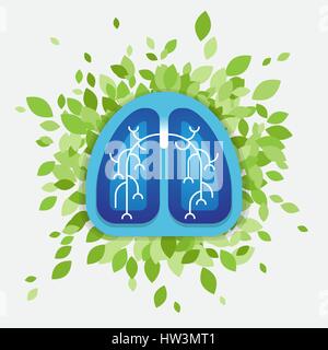 Lungs and leaves illustration, health concept Stock Vector