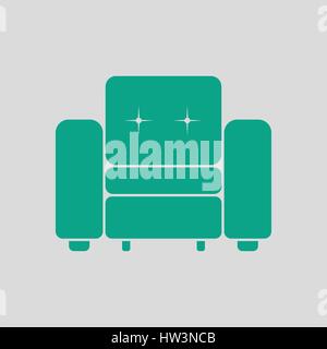 Home armchair icon. Gray background with green. Vector illustration. Stock Vector